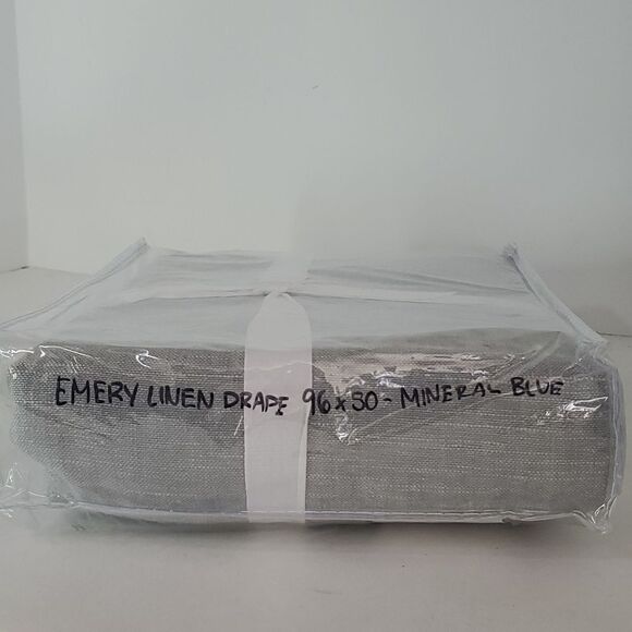 Pottery Barn Emery Linen Curtain Mineral Blue 50" x 96" - Picture 2 of 7